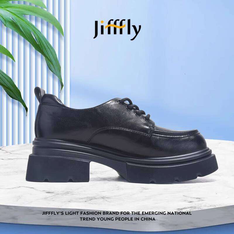 Jiffly Women's Thick Sole Loafers - British Style Casual Slip-On Shoes for Fall/Winter