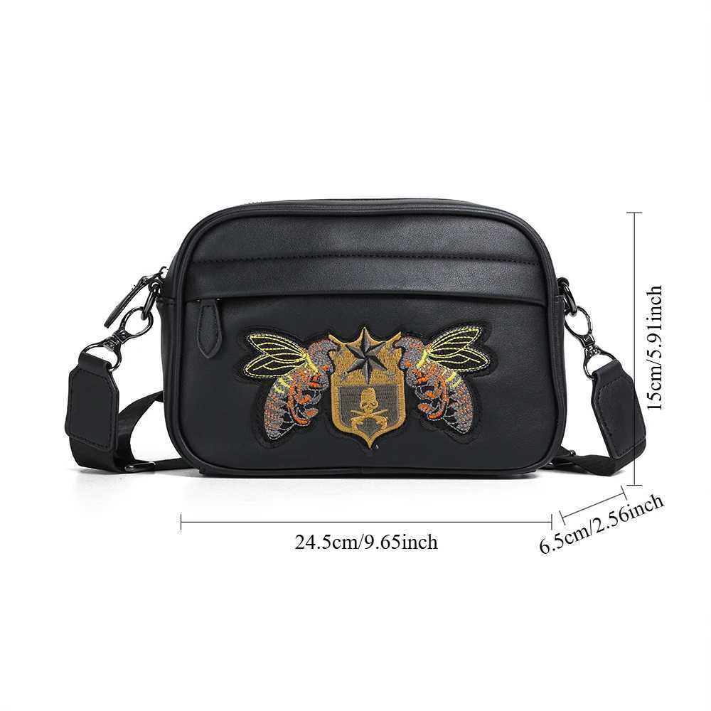 Bee Embroidery PU Mens Crossbody Shoulder Bag Cutting Sahels Waterproof PU Slide Men Bags Y250724