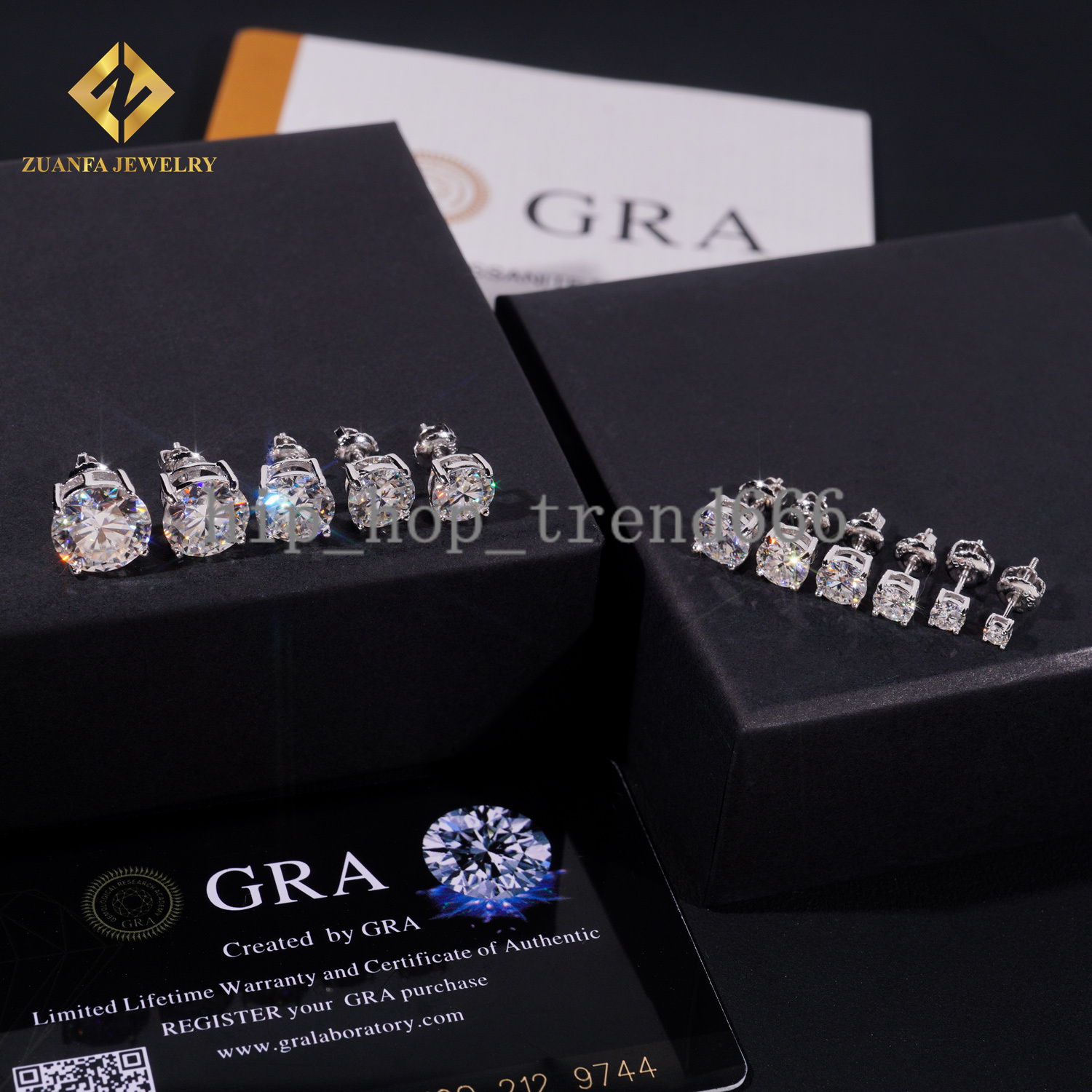 Ready to Ship Jewelry Round Brilliant Cut VVS GRA Certificate Moissanite Diamond Sterling Silver Screw Back Stud Earrings