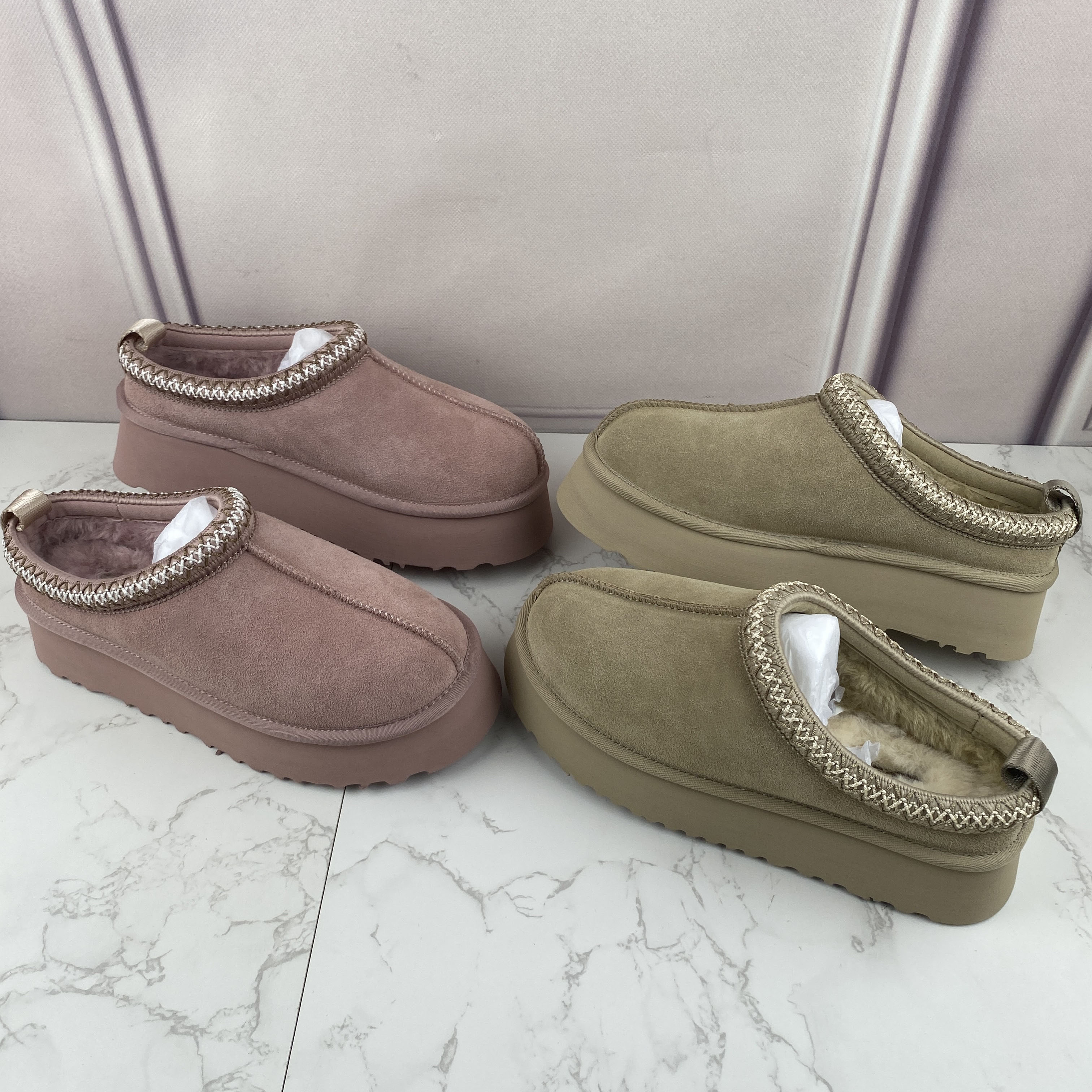 High Quality Solid Color Slippers Tasman Slippers Tazz Brown Snow Boots Sheepskin Super Mini Boots Winter Men'S Slippers Suede Shoes Women'S Casual Shoes Mini Flats