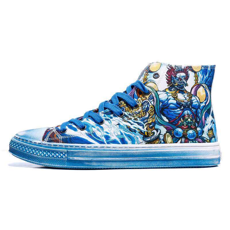 Leishen Shan Hai Jing Men's Trendy Chinese Style Board National Trend Hip Hop Canvas Graffiti Skateboard Shoes for Men
