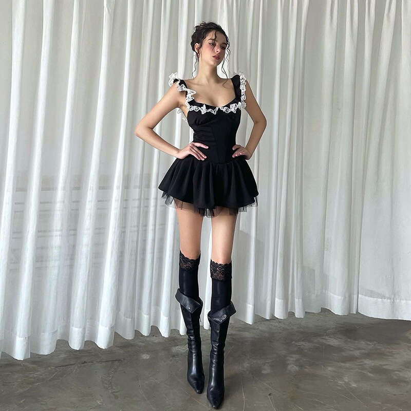 2024 Autumn Winter New Women's Solid Color Slim High Waist Street Fashion Strap Sleeveless Dress b5f