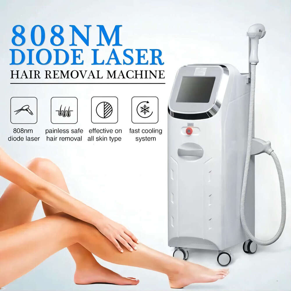 Vertical 10.4 Inches Silver Ice Painless Freezing Beauty Salon Instrument 808Nm Diode Laser 1800W Laser Hair Removal Machin