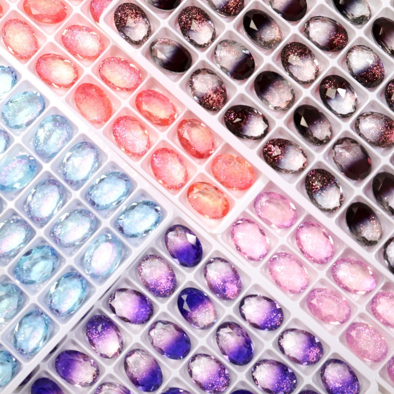 10 * 14MM Dan shaped tourmaline diamond glass nail drill pigeon egg gradient colorful pointed bottom diamond