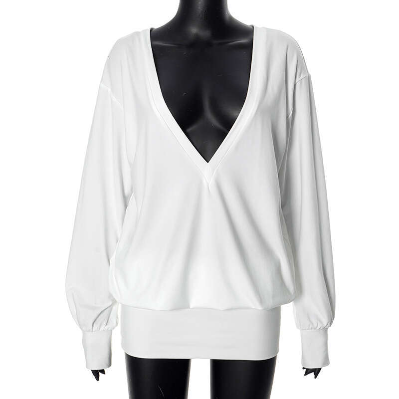 Qds417 Women's Autumn New Solid Color V-Neck Long Sleeve Sexy Bodycon Short Dress B5
