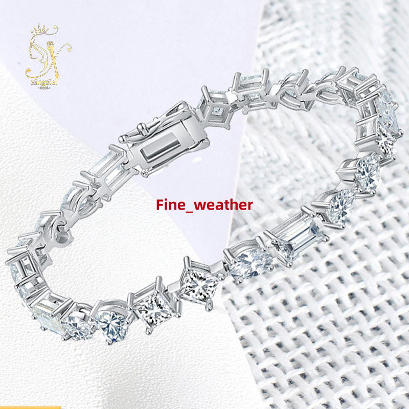 High Quality 925 Sterling Silver Hip Hop Tennis Chain Bracelet 2mm-6.5mm Moissanite Pass Diamond Tester