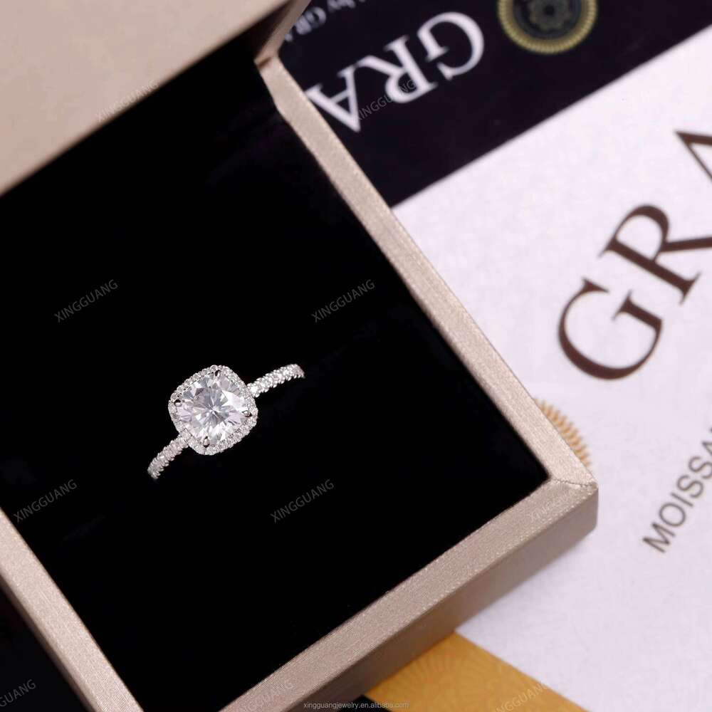 XG Cushion Rings for Women VVS Moissanite Lab Grown Dia Real Sier 10 14 18 k Gold Fine Jewelry Ring