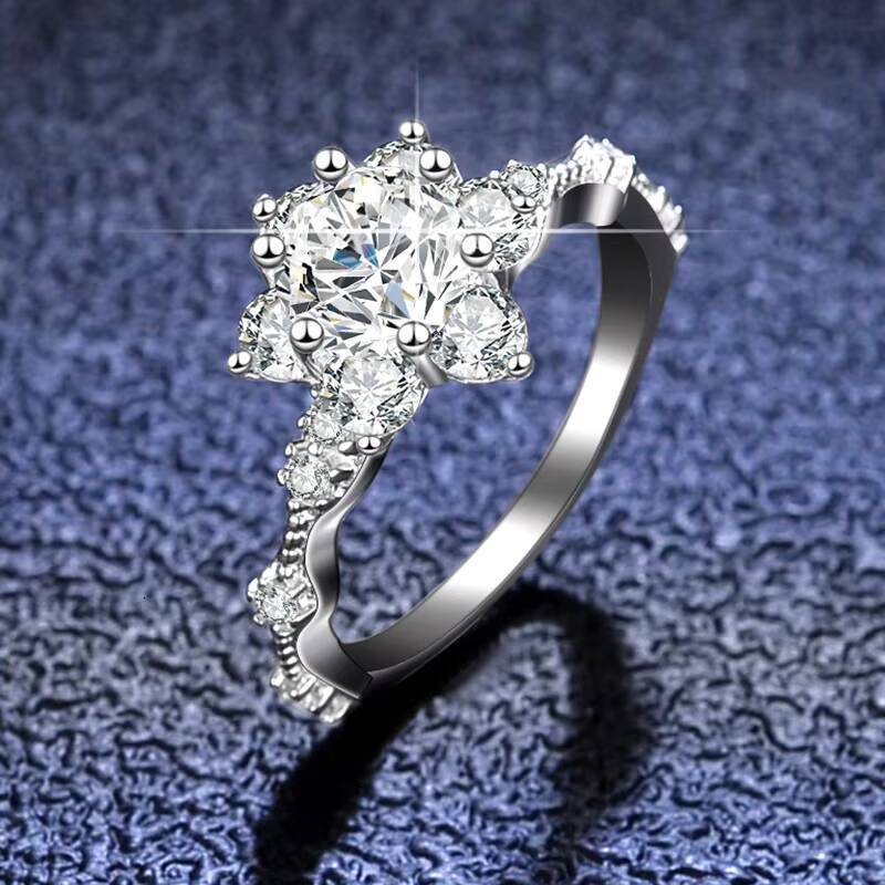 Custom Luxury Jewelry 925 Sterling Silver GRA Certificate Snowflake 5carat VVS D Moissanite Engagement Ring for Women Wedding