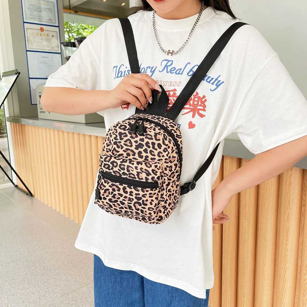 Wenzhi Zebra Leopard Cow Print Backpack Nylon Shoulder Bag Students High School Small Book Bag Fem Mini Rucksack Mochila Y250724