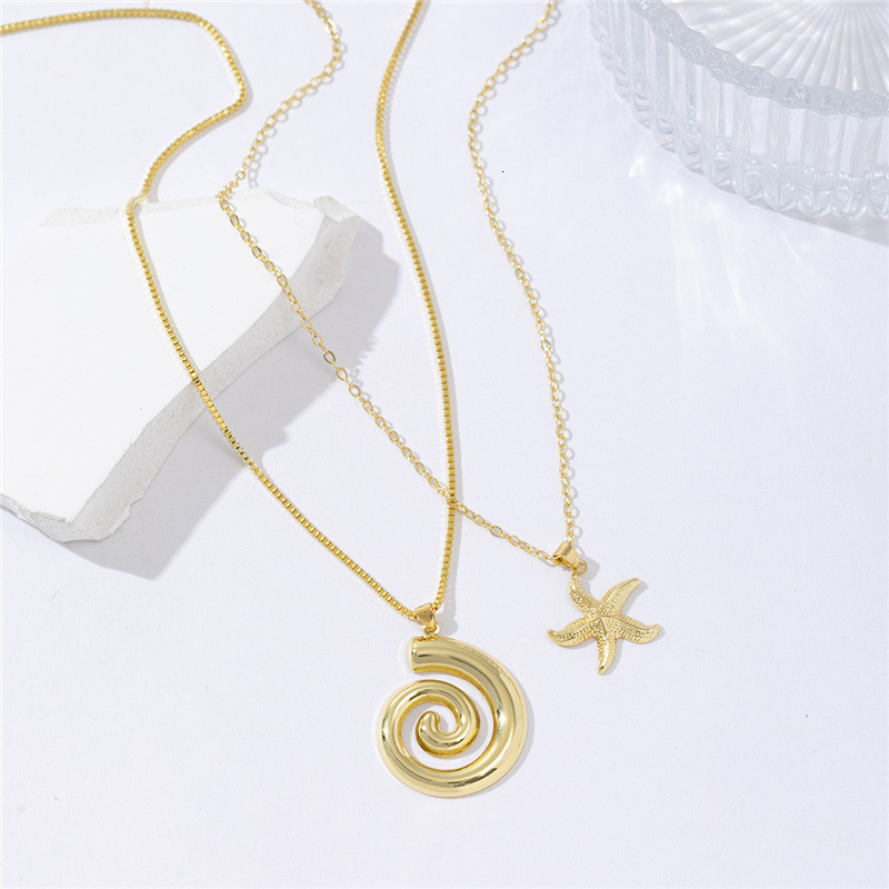 New Fashion Niche Starfish Collarbone Spiral Circle Pendant Necklace for Women Jewelry for Women