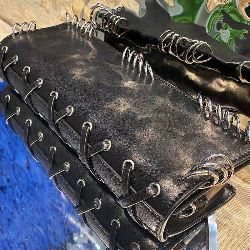 Women's Bags Designer Moto & Bike Bags Fo Women Designe Handbag And Puses New In PU Metal Ring Decoation Long Stip Undeam