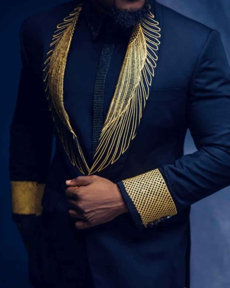 Fashion Appliques Wedding Tuxedos 2 Piece Set Jacket Pants Shawl Lapel Men Suits One Button Groom Wear Party Suit Customized