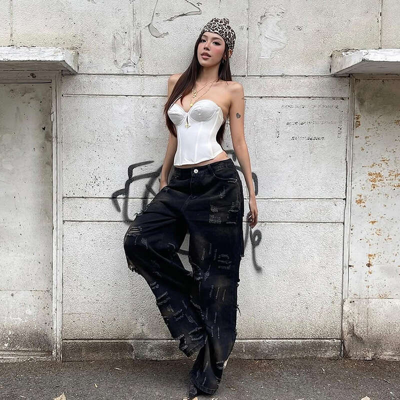 2025 Spring New Women's Solid Color Slim Street Fashion Off-Shoulder Wrap Chest Backless Vest 6bd