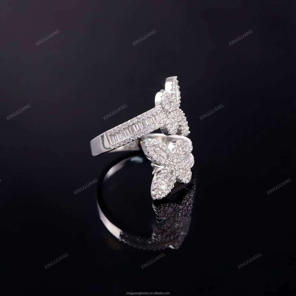 XingGuang Fashion Rings Jewelry S Sterling Sier With D VVS Moissanite Butterfly Design Ring for Women Girls