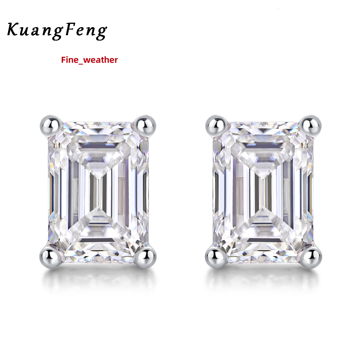 2024 New Classic Style 12955 Womens 18K Gold Plated 925 Silver Rectangular Moissanite Stud Earrings Jewelry Stud Earrings