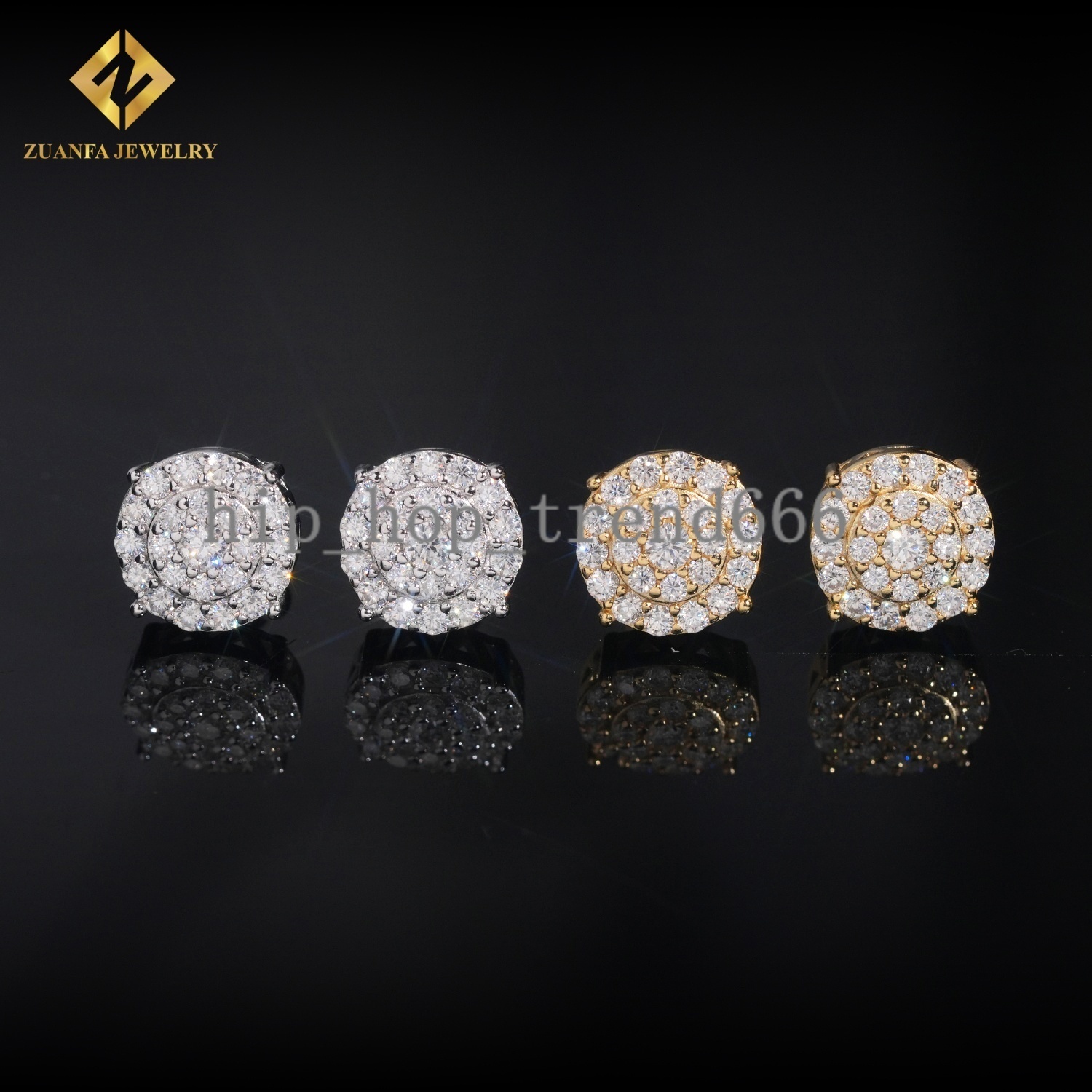 New Arrival 10mm Moissanite Earring Rapper Fashion Diamond Earring Solid 18k Gold 925 Silver VVS Moissanite Iced Out Earrings