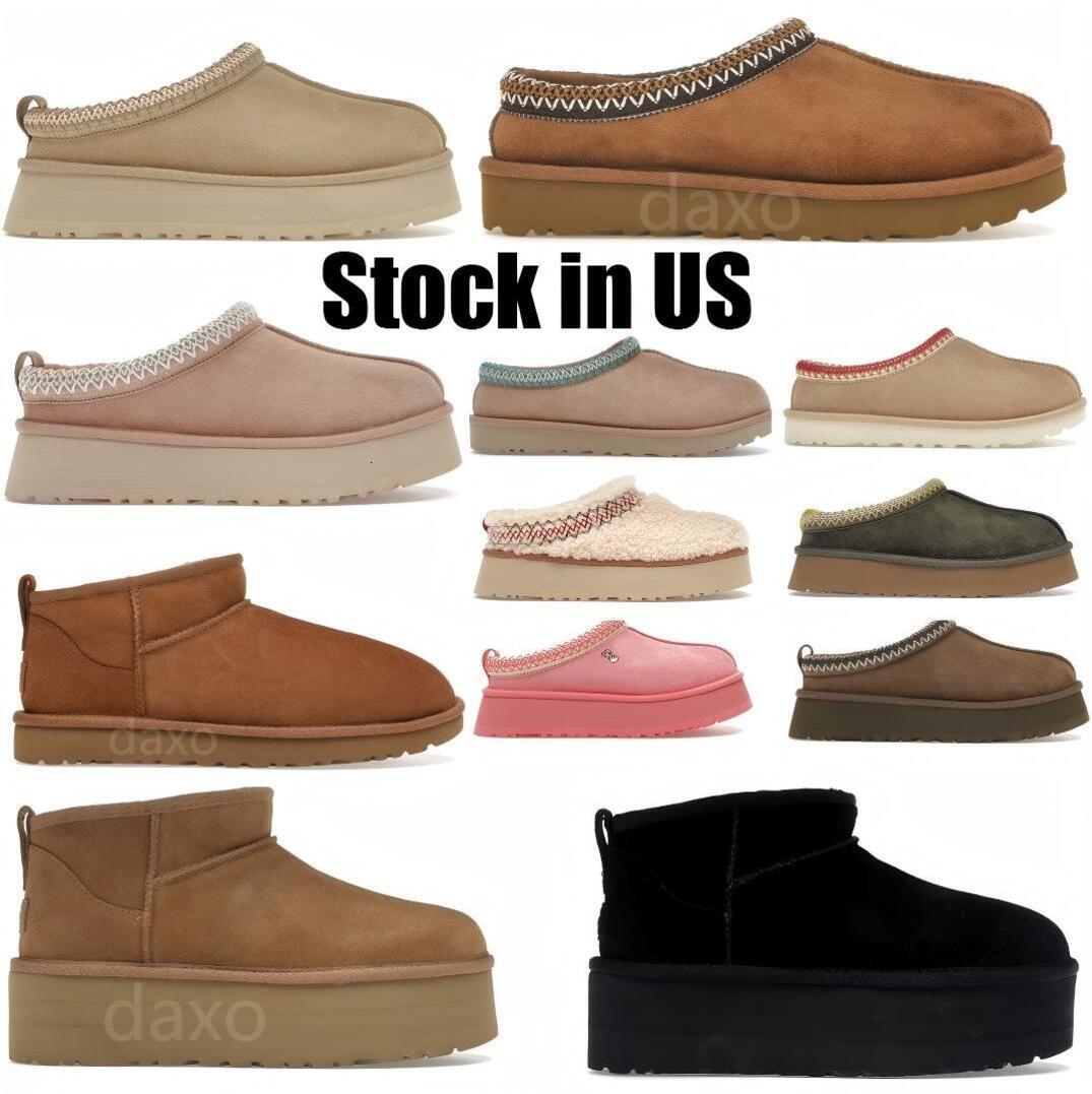 Tasman Slippers Boots Designer Women Tazz Snow Winter Sheepskin Boots Platform Fur Slipper Womens Classic Ultra Mini Suede Wool Ankle Booties Size US 4-13