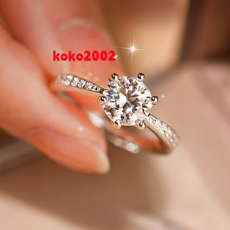 S925 Sterling Silver Ring VVS1 Moissanite Diamond Ring White Gold 1ct 2ct Moissanite Ring With GRA Certificated