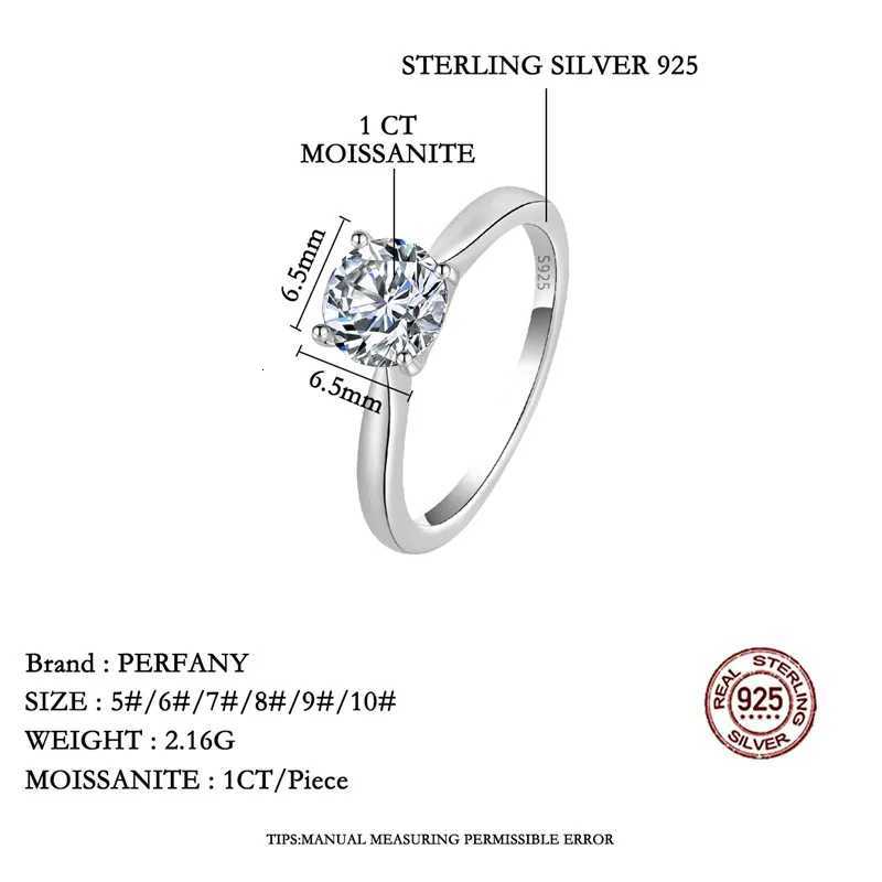 PERFANY 0.5/1/2CT Moissanite Female Engagement Ring S925 Pure Silver Classic Four Claw GRA Certified Diamond Wedding Jewelry W250417