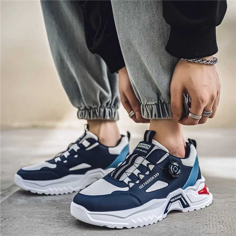 Mens Korean Rotating Buckle Fi Casual Sports Shoes Four Seas Soft Soled N Slip Outdoor Running Shoes Student Sneakers XJ250725