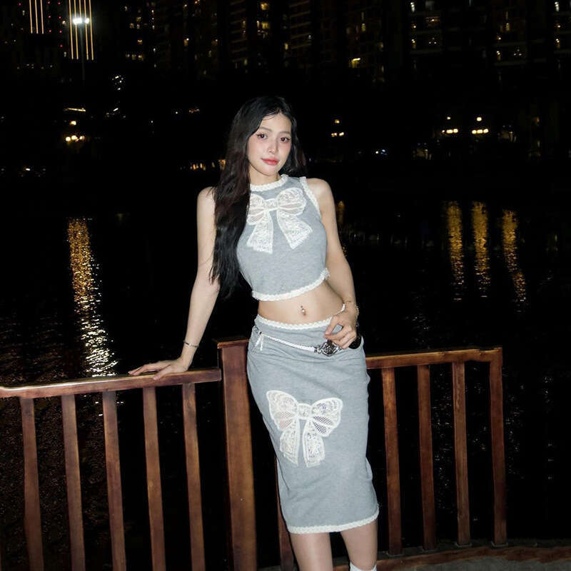 2024 Summer New Women's Sleeveless Sexy Tank Top High Waist Skirt Set 472