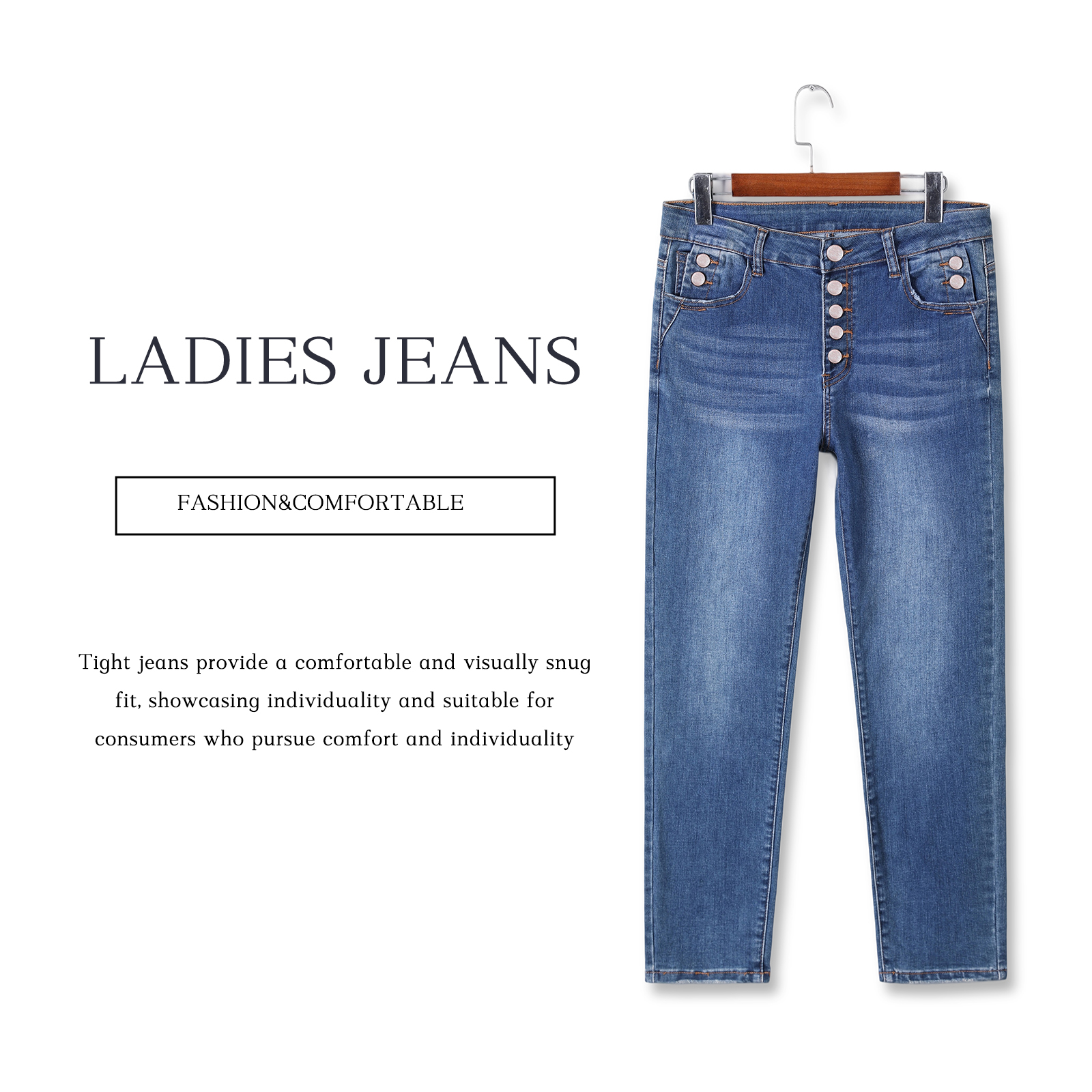 Women's tight jeans with elastic fabric for slimming and leg length versatile and fashionable pencil pants