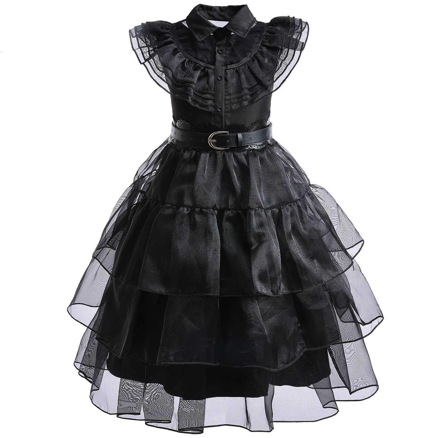 2 3 5 7 8 10 12 Yrs Girls Puffy Wendsday Prom Ball Gown Cosplay Comic Con Carnival Apparel TV Role Play Wendsday Dress Z250725