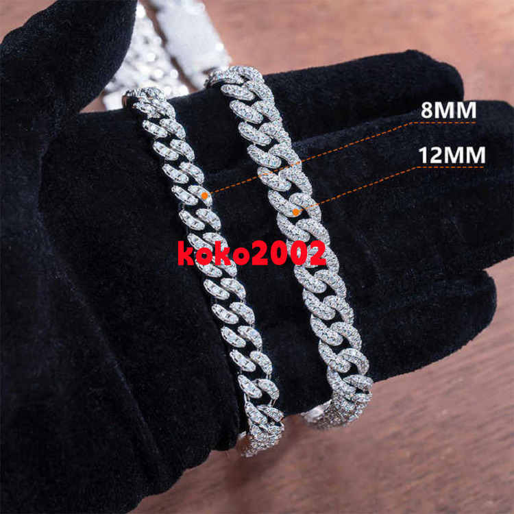 8Mm White Gold 925 Sterling Silver Gra Iced Out Mossanite Jewelry Vvs Moissanite Diamond Cuban Link Chain Moissanite for Women