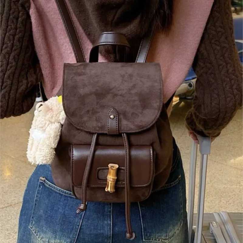 Jiaerdi Hot Girls Brown Mini Backpack Wen New Versatile Suede Chic Y2k Backpacks Fem Vintage Casual Mochila Ahetic Y250724