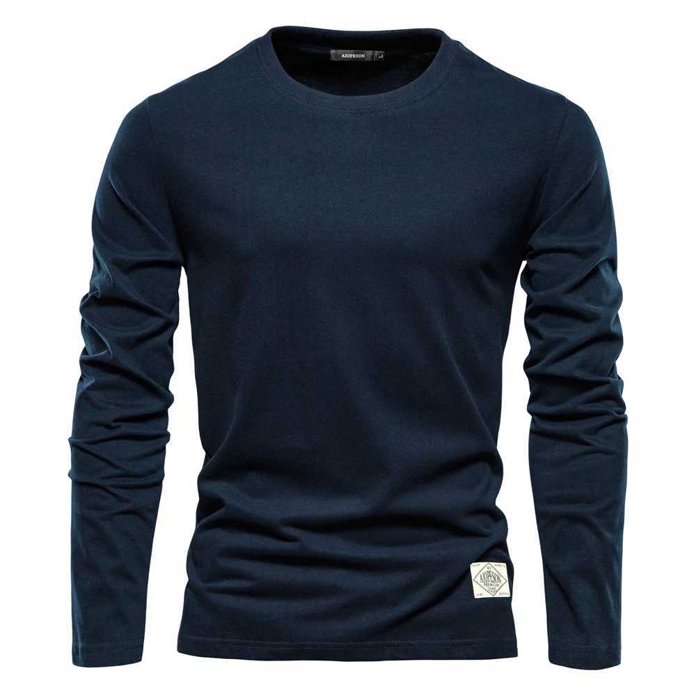 Autumn Cotton Long SLEeve T shirt For Men Solid Casual Mens T-shirts High Quality MaLE Tops CLASSic Clothes Mens T-shirts Y250724