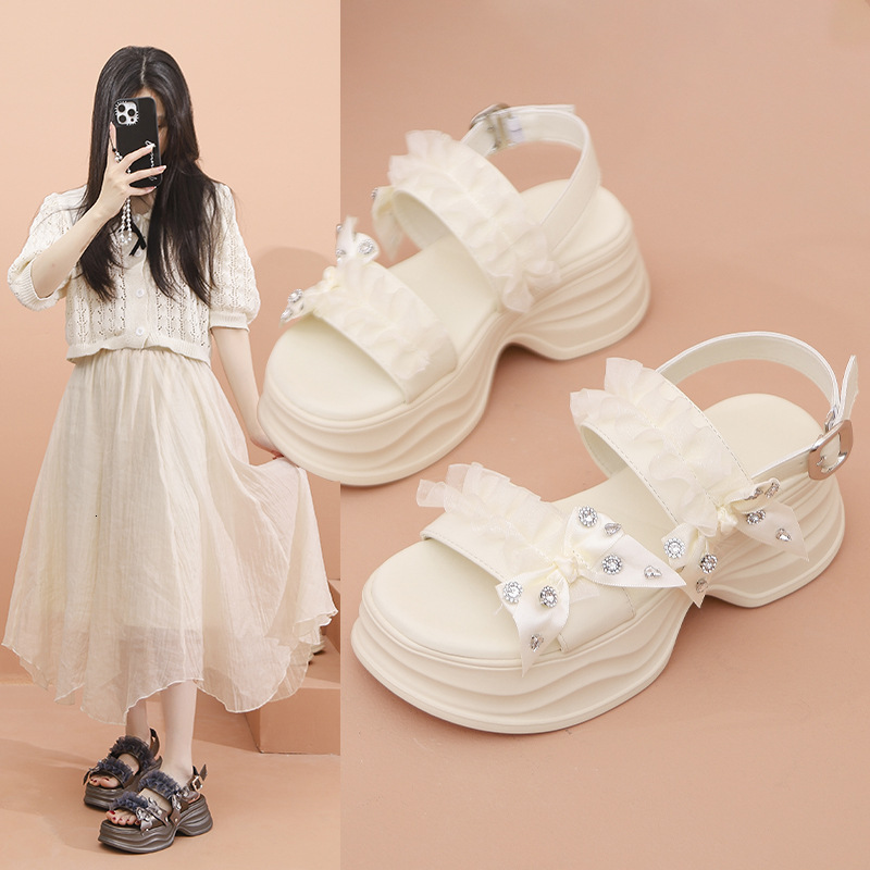 Ddmysports Platform For Women Summer New Breathable Hollow Soft Sole Sports Beach Sandals Versatile Height Increasing S Shoes Outdoor Shoes