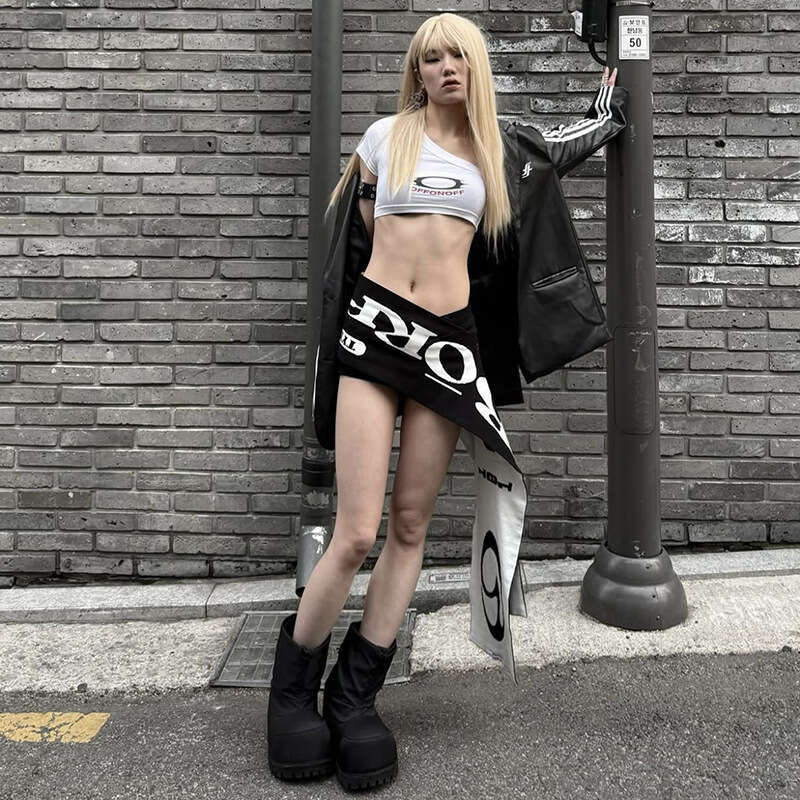 Women's Summer New Street Fashion Hip-Hop Letter Print Loose Versatile Waist Belt 531