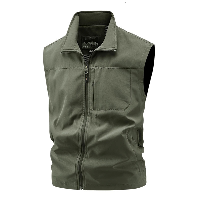Men Outdoor Cargo Breathable Sleeveless Vest Mens Tactic Casual Fish Vests Coats Man Pockets Sport Loose Cardigan Waistcoat 250725