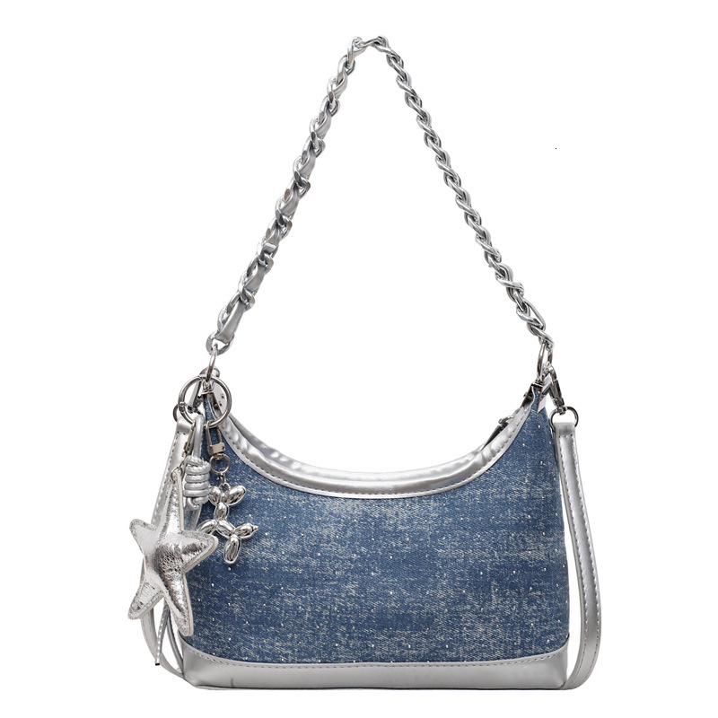 Summer 2025 New Women's Crossbody Bag Fashionable Color Block Denim Dumpling Bag Fashionable Summer New Women's Shoulder Bag New Designer Ba