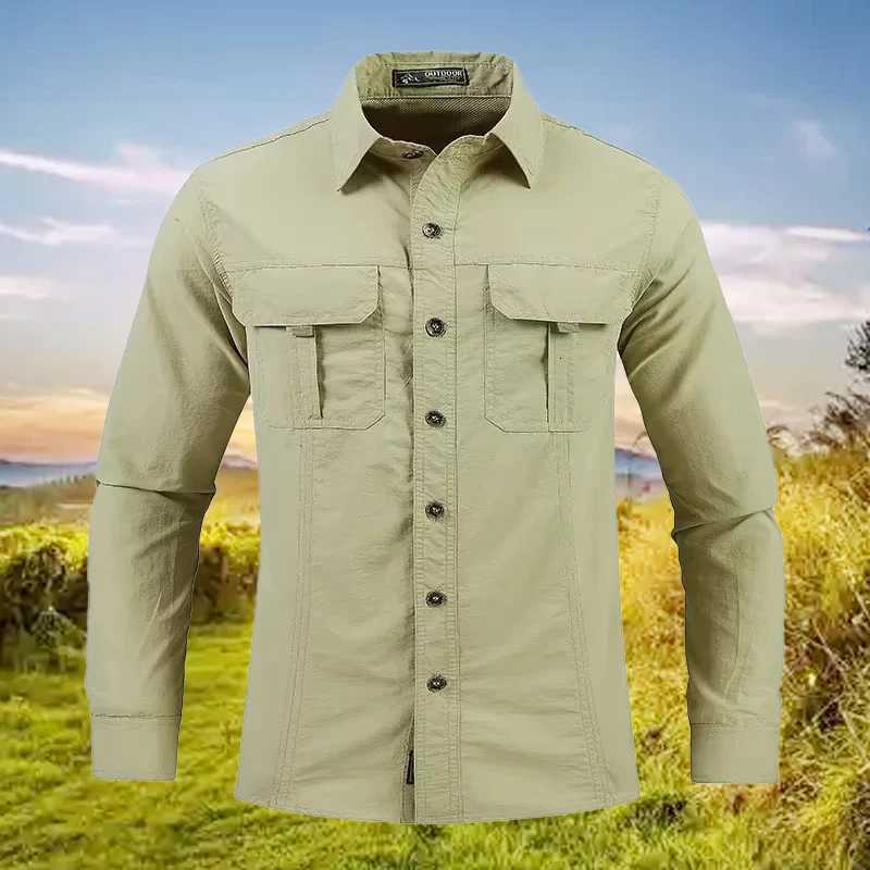 Mens New Lightweight Quick-Drying Shirt Tactical Casual Military Long-Sleeved shirts Breathable Sport Sunscreen Hiking Shirts Y250724
