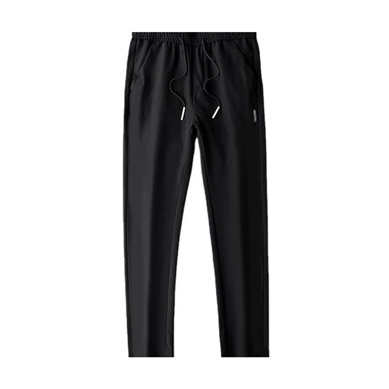 Ice Silk Mens Pants 2025 Summer Black Gray Thin Business Casual Outdoor Elastic Breathable Straight Leg Sweatpants 250725