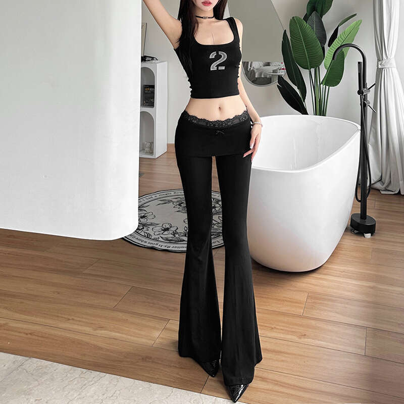 2024 Summer New Fashion Solid Color Sexy High Waist Straight Flared Casual Pants for Women f44