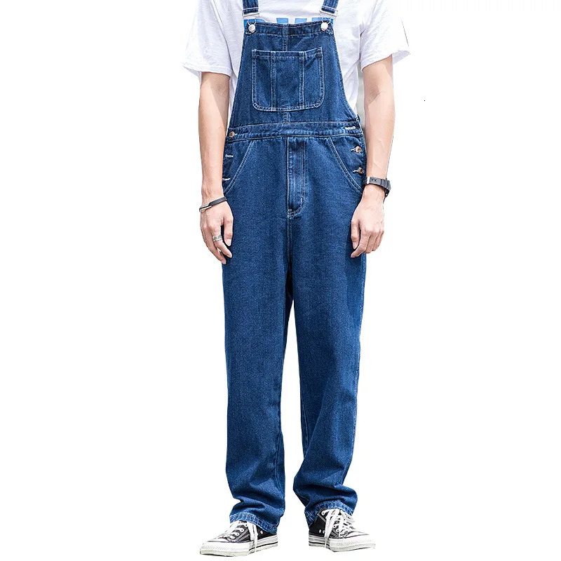 Mens Plus Size Denim Bib Overalls Classic Big Pocket Cargo Jeans Loose Working Coveralls Suspenders Jumpsuits Dark Light Blue 250725
