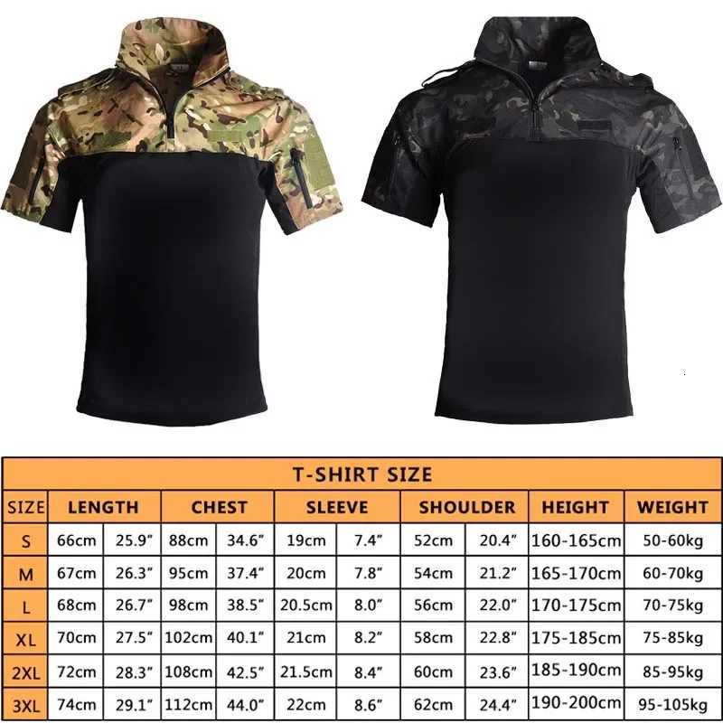 Airsoft Climbing Shirt Camouflage Short Sleeve Hiking Tactical T-shirt Safari Men Working Clothing Combat Shirts Hunting Tee Y250724