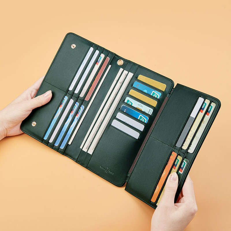 Emperor Paul Women's Long Genuine Leather Ultra-thin Wallet Card Holder Large Capacity Money Clip Simple Clutch