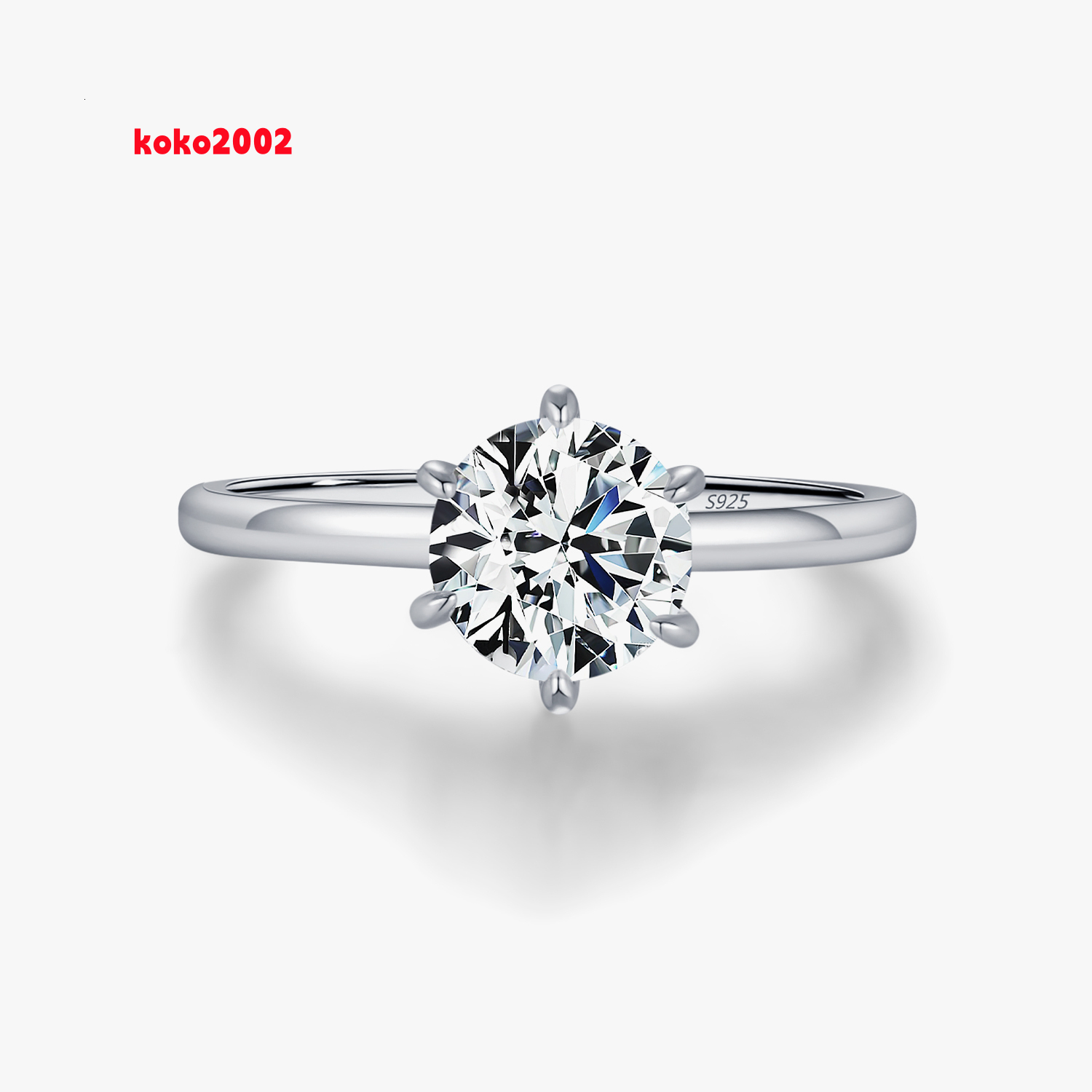 1CT Moissanite Lab Diamond Ring for Women 925 Sterling Silver Wedding Engagement Platinum Plated Fine Jewelry