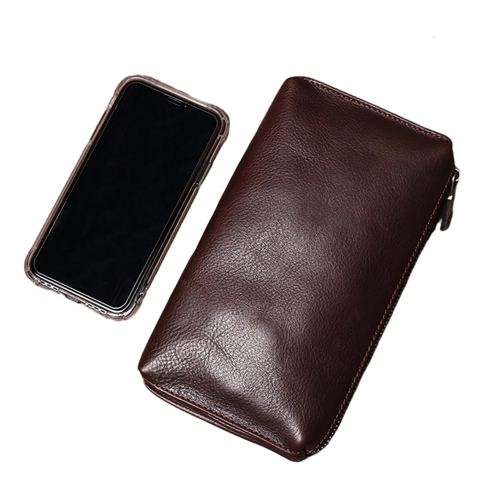 Mens Genuine Leather Large Capacity Clutch Bag Top Layer Cowhide Handbag Casual Soft Leather Long Wallet Mobile Phone Bag 250723