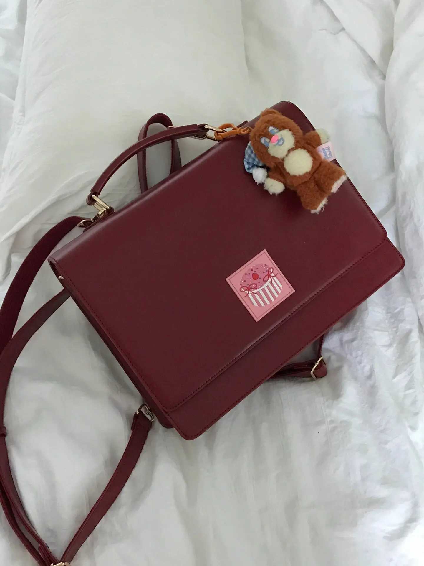 Jiaerdi Harajuku Red Backpack Wen Academy Style JK Uniform Pu Leather Y2K Mochila Schoolbag Student Shoulder Crossbody Bags Y250724