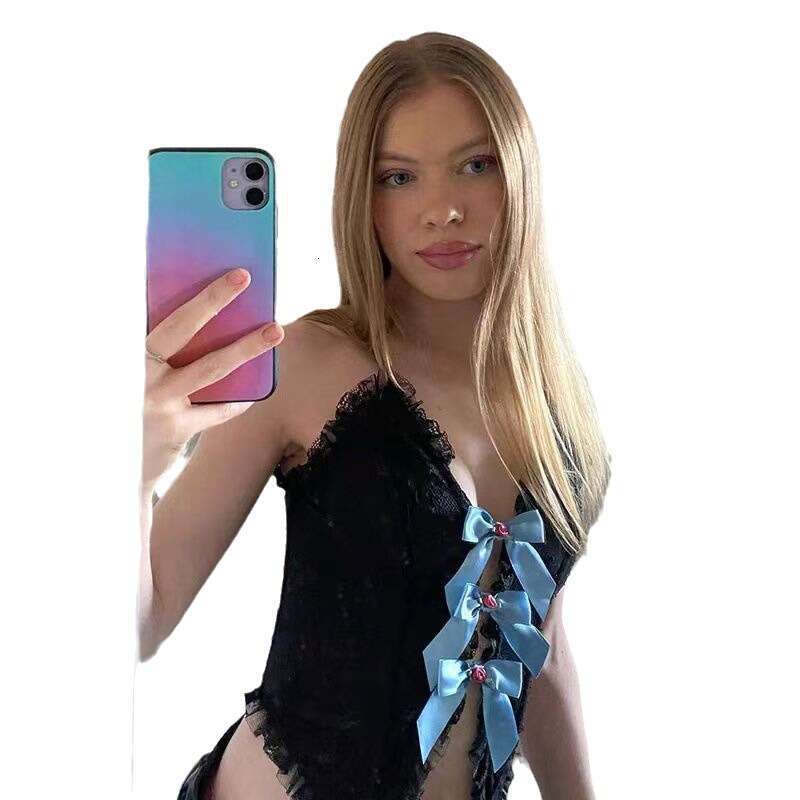 2024 Spring New Women's Solid Color Slim Street Fashion Camisole Sexy Lace Trim Tank Top b9b