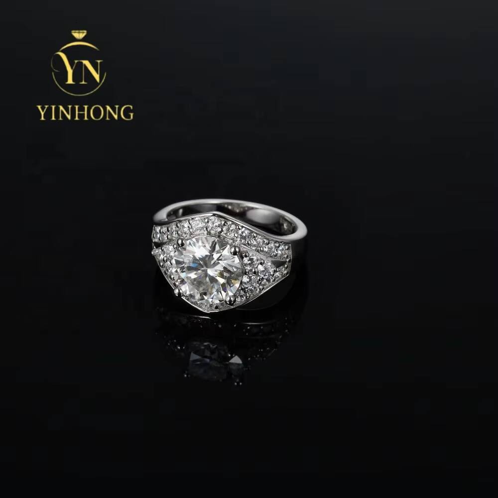Mens 925 Sterling Silver Moissanite Eternity Wedding Ring High End Hip Hop Engagement Jewelry Gift