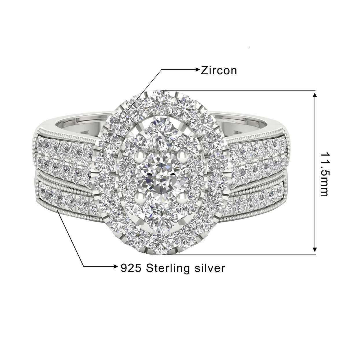 Luxury fancy engagement Mo silica ring 2 pieces pure silver 925 womens wedding jewelry diamond girl gift certification W250417