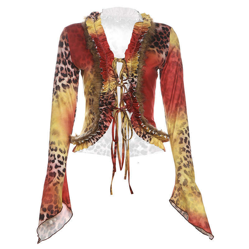 2024 Autumn New Women's Street Fashion Sexy Long Sleeve V-Neck Cardigan T-Shirt 9a0