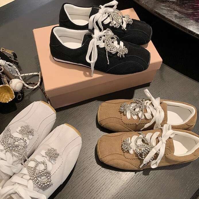 Su Yinyin 2025 Spring New Thick-Soled Sports for Women, Versatile Casual Shoes with Front Lace-Up, Forrest Gump Style