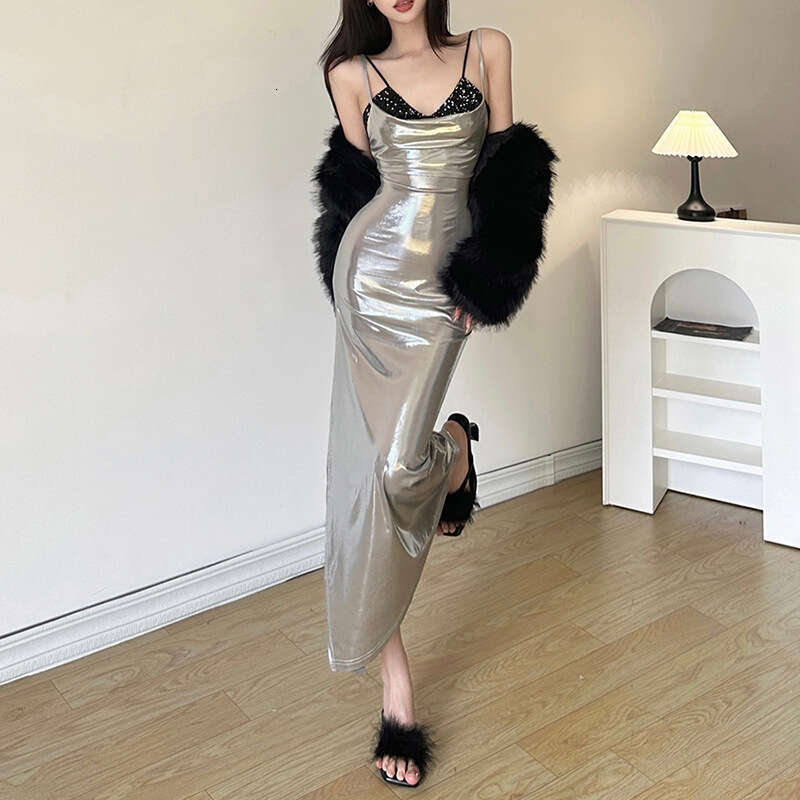 2023 Autumn Winter New Sexy Camisole Long High Waist Bodycon Dress b63