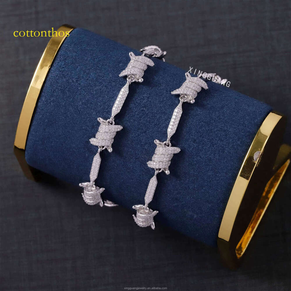 RTS VVS Mossanite S Sier Hip Hop for Men Women 100% Pass Tester Iced Out Moissanite Cuban Link Bracelet